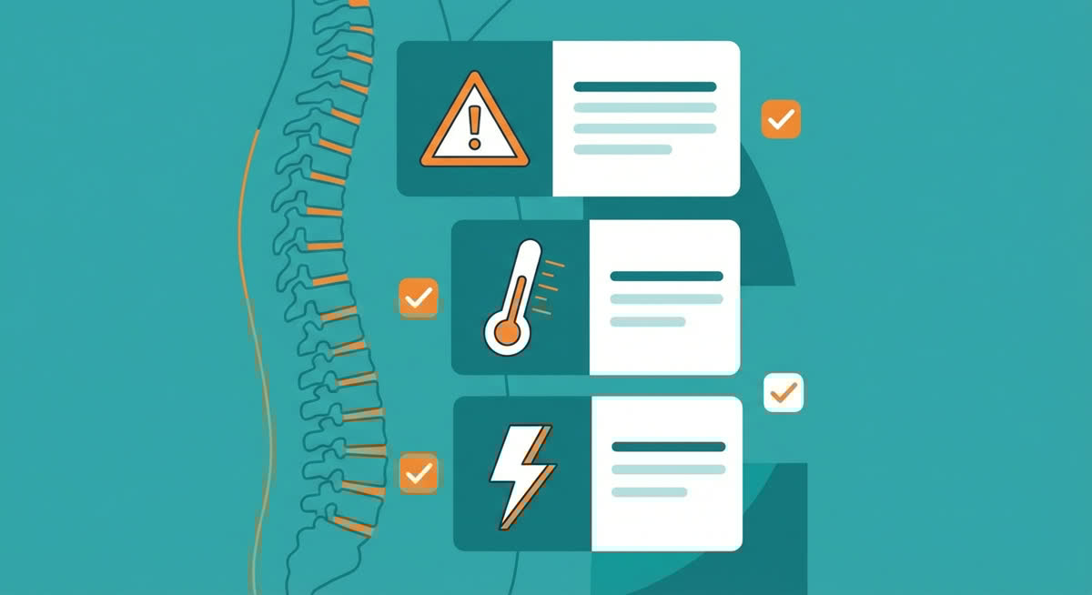 Infographic showing back pain warning signs that require urgent care or ER