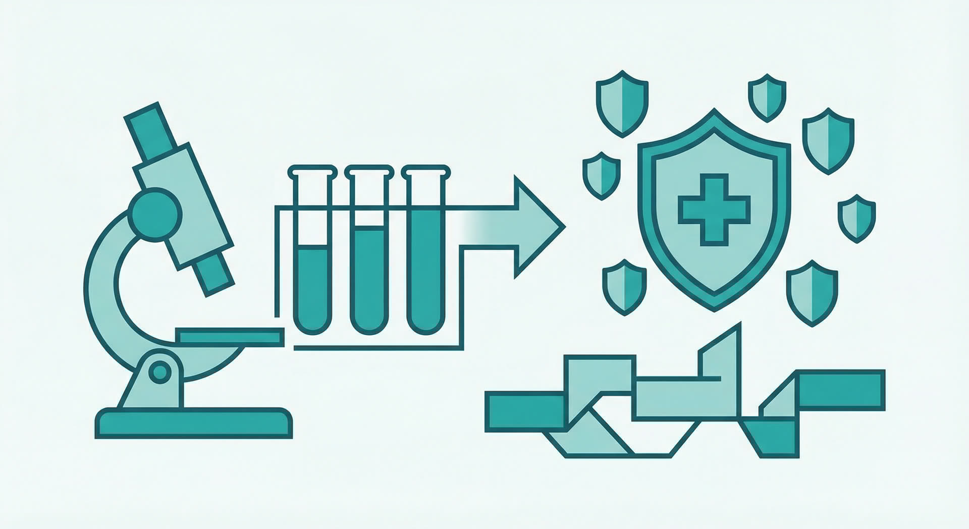 Medical illustration representing STI testing in Oakland with laboratory and health shield icons