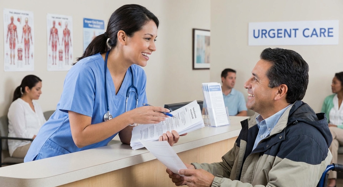 Nurse providing discharge instructions to a patient at CityHealth urgent care