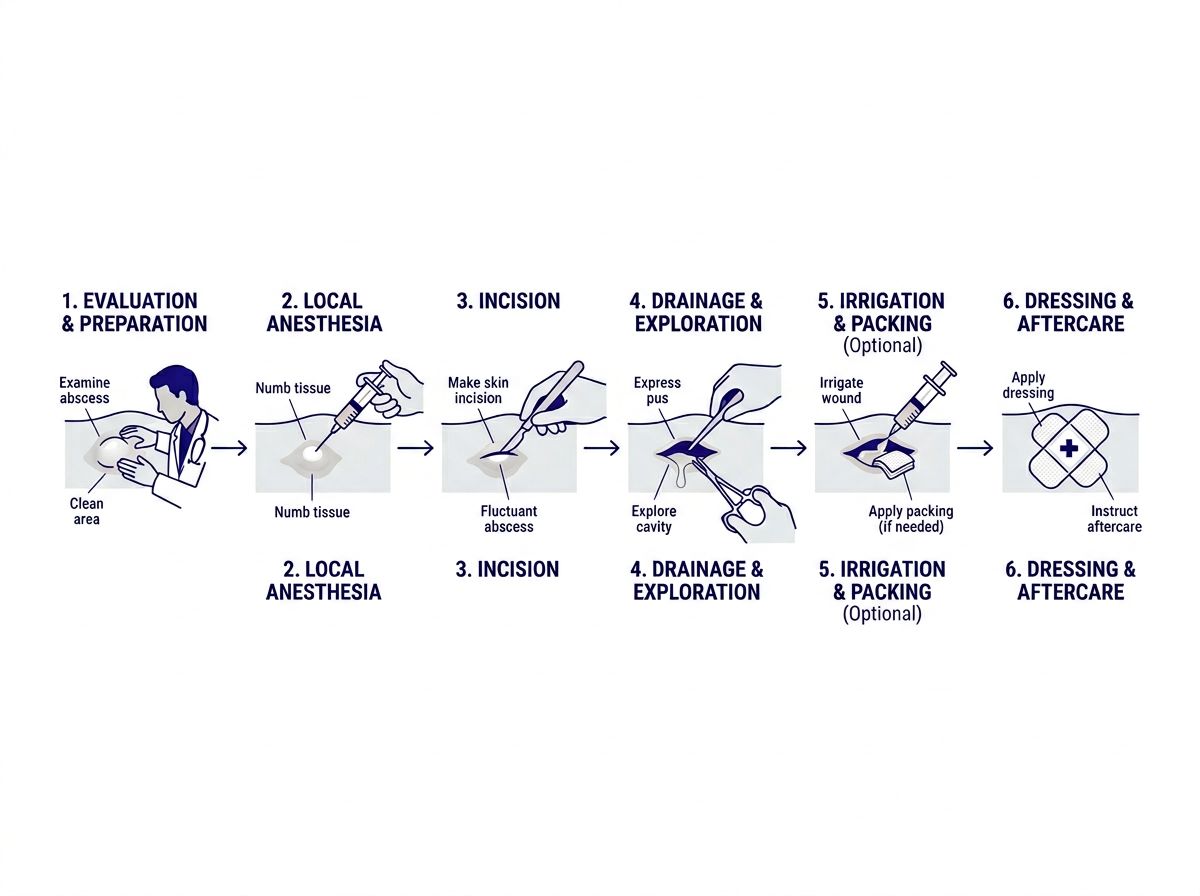 Step-by-step urgent care abscess incision and drainage procedure