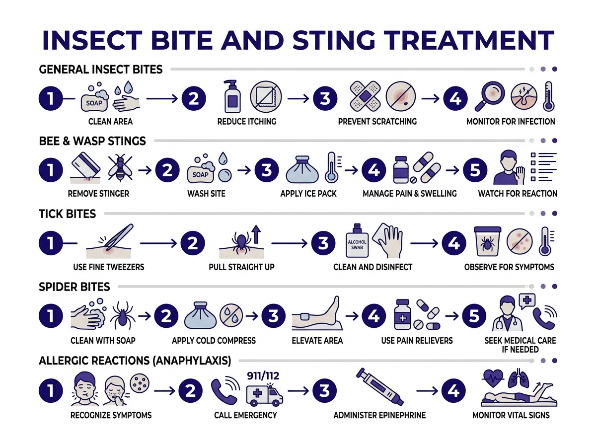 Step-by-step first aid for insect bites before visiting urgent care