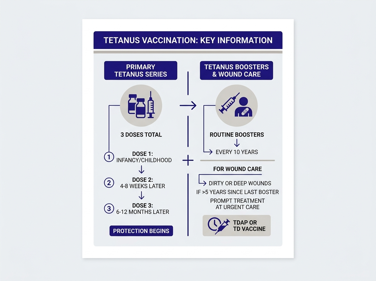 Infographic showing the tetanus booster schedule and when you need a shot