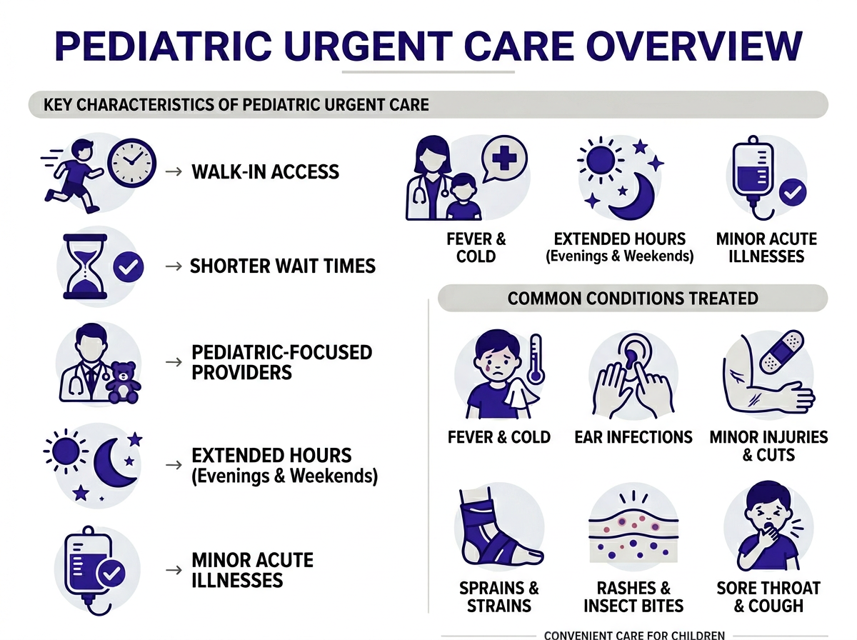 Common conditions treated at pediatric urgent care near me including ear infections fevers and strep throat