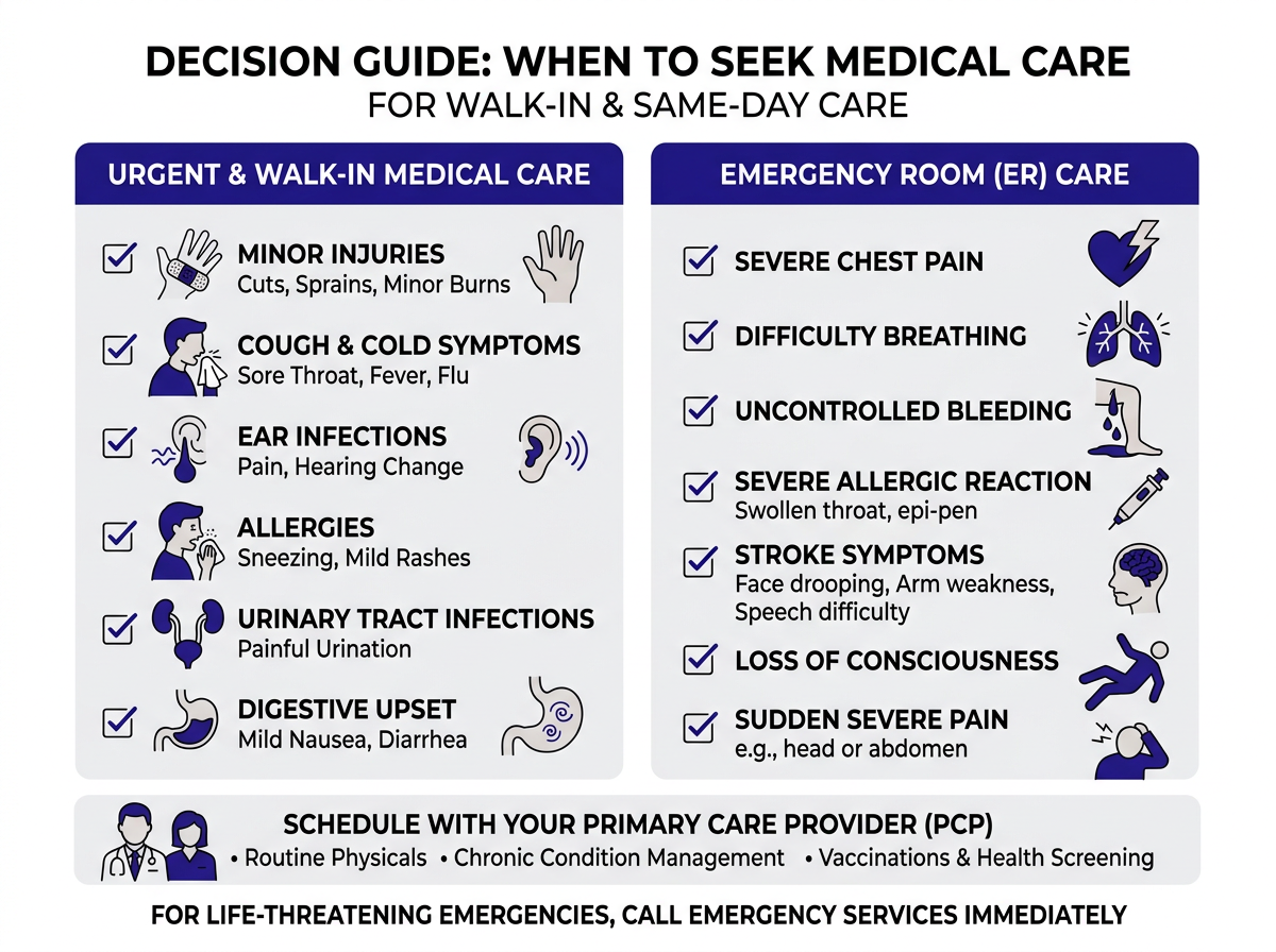 When to visit a walk in doctor vs the ER vs your primary care doctor