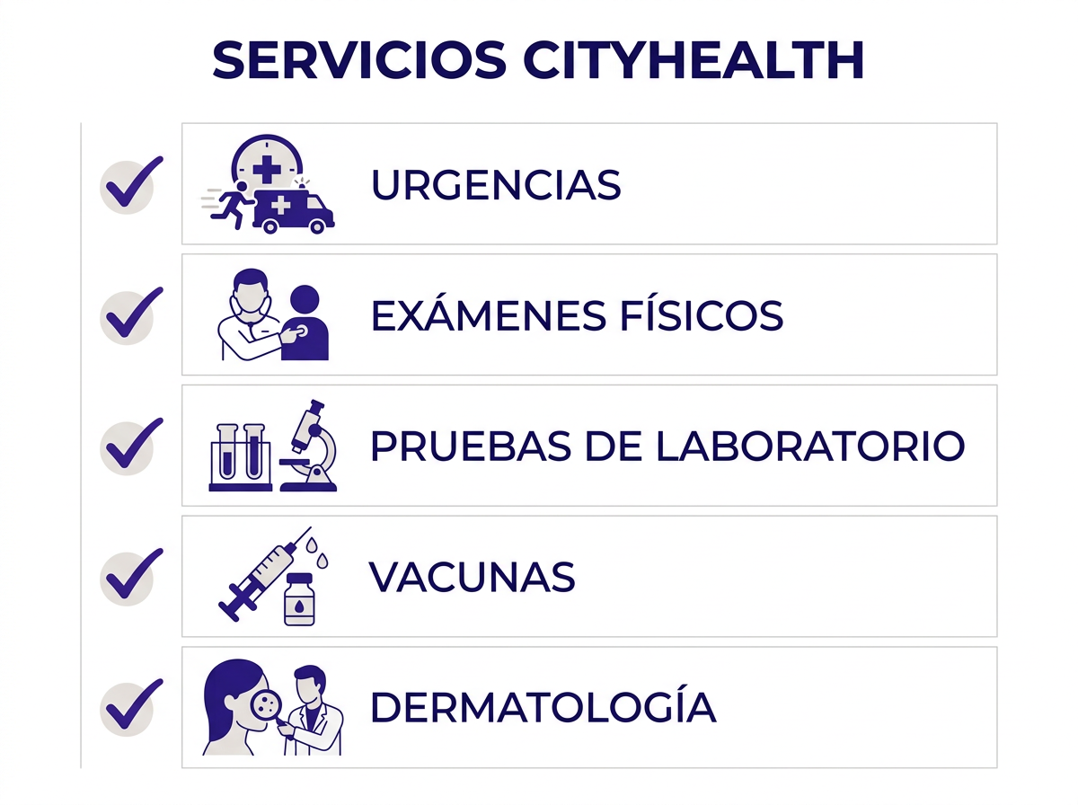Servicios de CityHealth disponibles en español: urgencias, exámenes físicos, laboratorio, vacunas y dermatología
