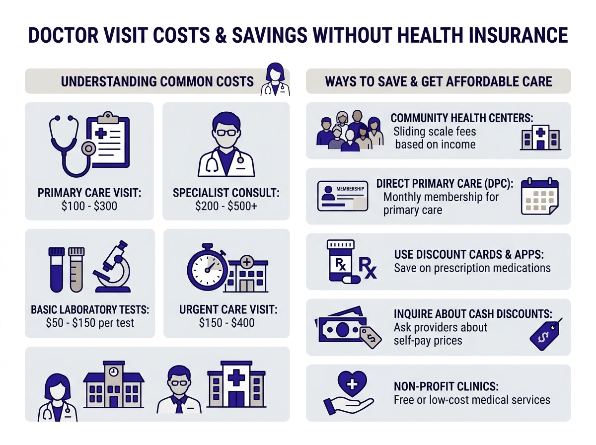 Doctor visit without insurance cost comparison by facility