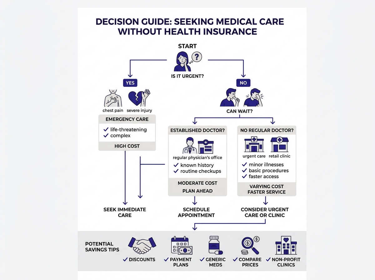 When to go to urgent care vs ER without insurance