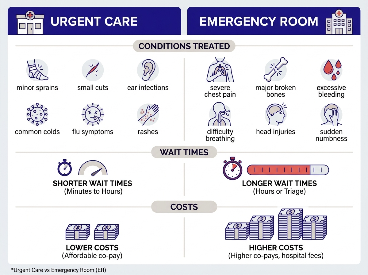 urgencias medicas cerca de mi vs sala de emergencias - costos y males