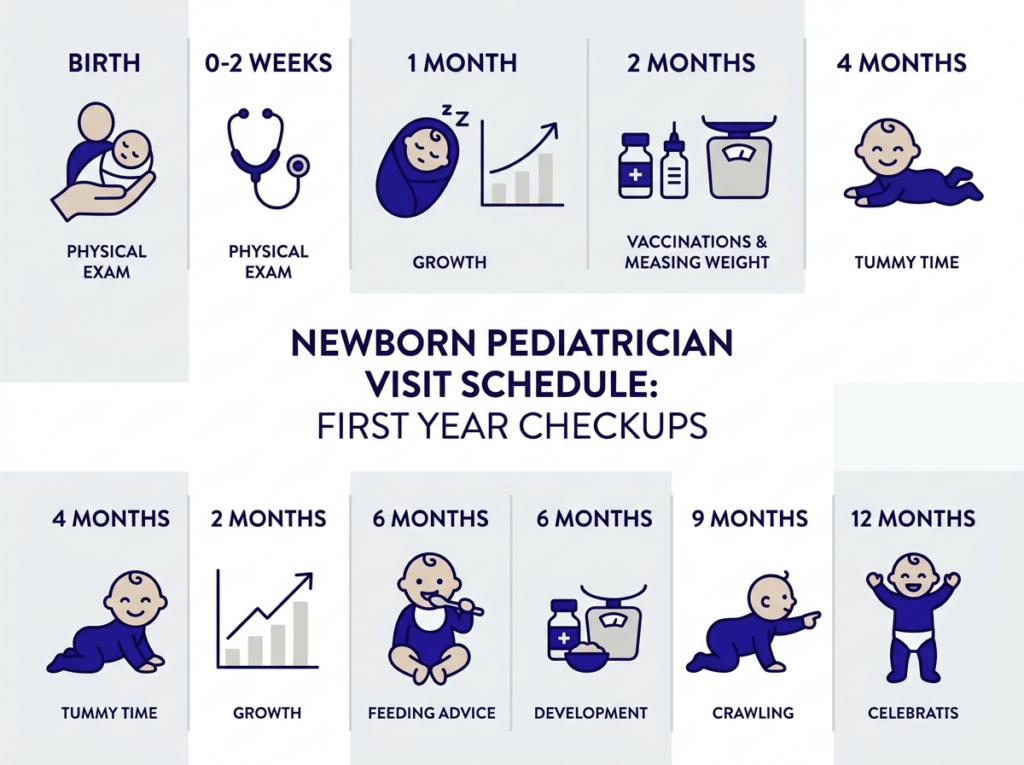 Newborn pediatrician visit schedule first year timeline