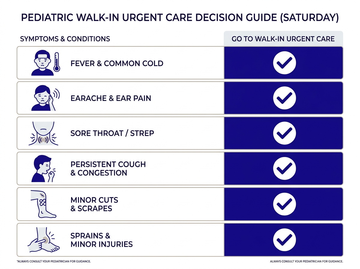 What to bring to a Saturday walk-in pediatric visit