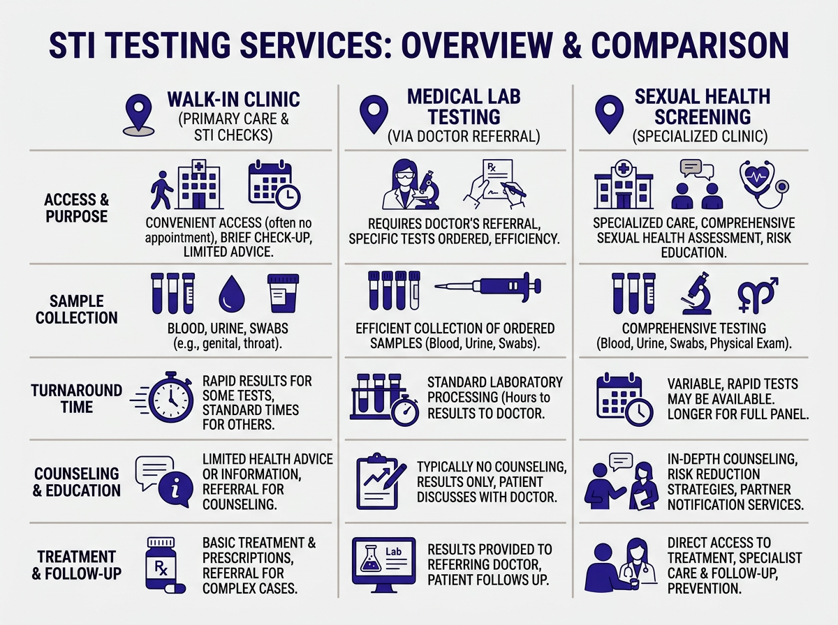 Tipos de pruebas de ETS cerca de mi disponibles en clínicas walk-in