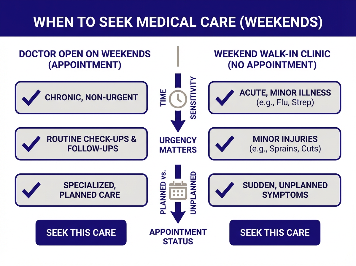 Weekend walk-in clinic services checklist
