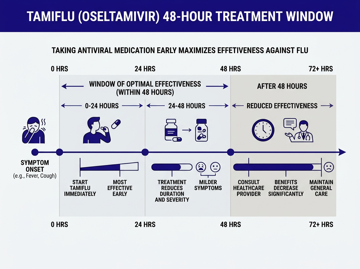 Gripe tratamiento rapido con Tamiflu linea de tiempo de 48 horas