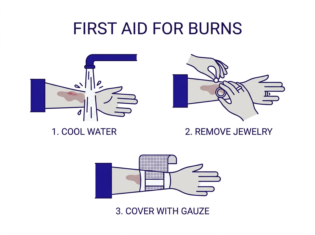 Primeros auxilios para quemaduras: agua fria, no hielo, no mantequilla