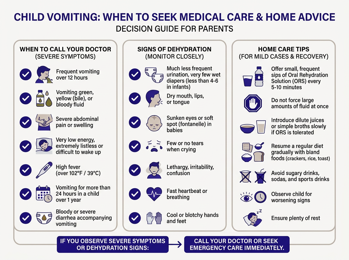 home care tips for a vomiting child infographic