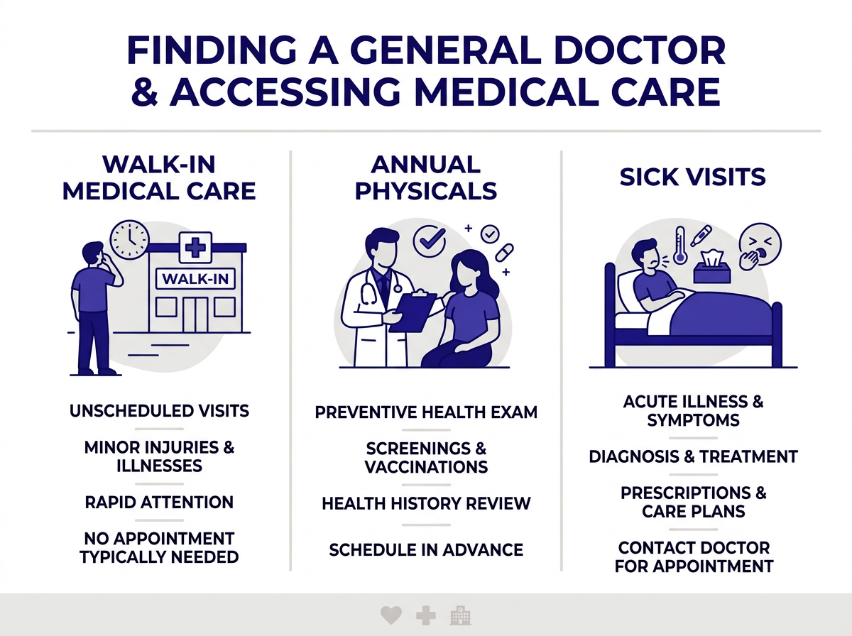 General doctor near me services including sick visits, physicals, and lab work