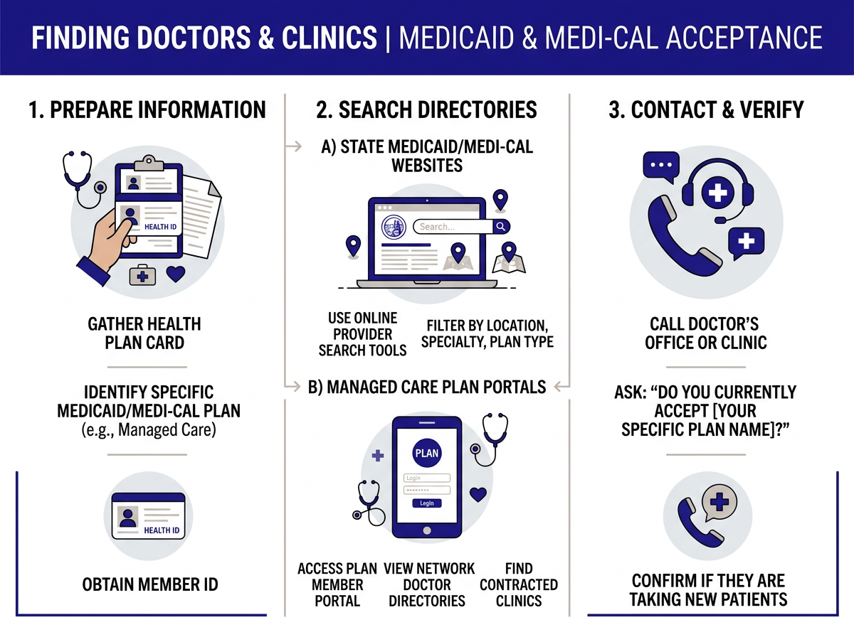 Infographic showing why it is hard to find doctors near me that accept Medicaid and Medi-Cal in California