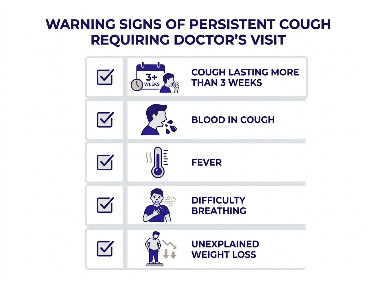señales de alerta de tos persistente cuando ir al doctor: fiebre, sangre, dificultad para respirar