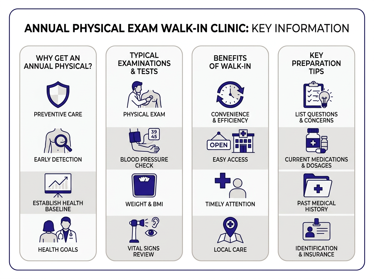 What is included in an annual physical exam infographic