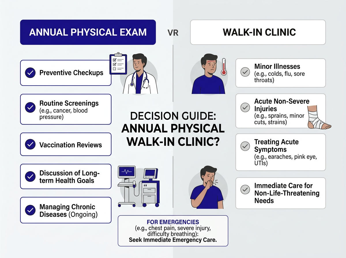 Recommended annual physical schedule by age group