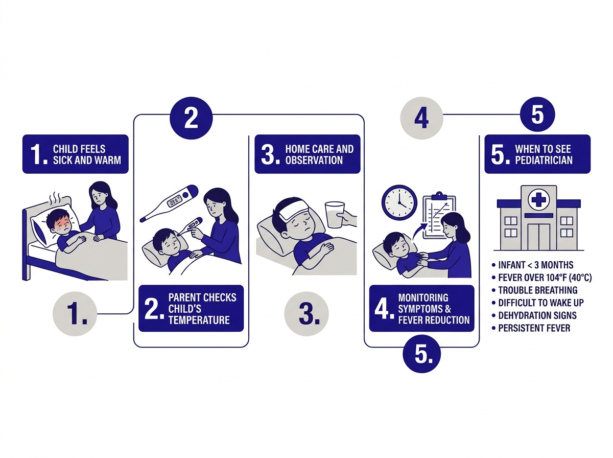 Timeline showing child illness progression and when to seek care