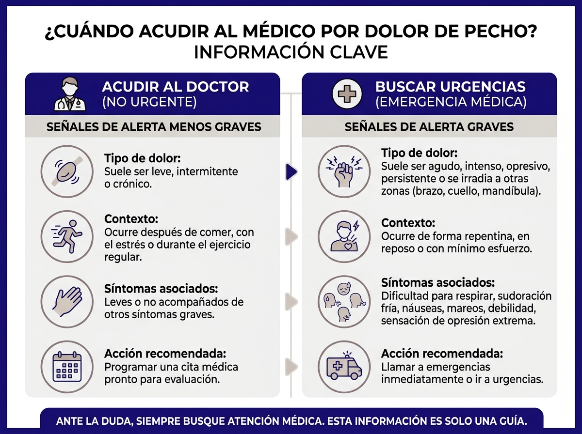 Infografía sobre dolor de pecho cuándo ir al doctor