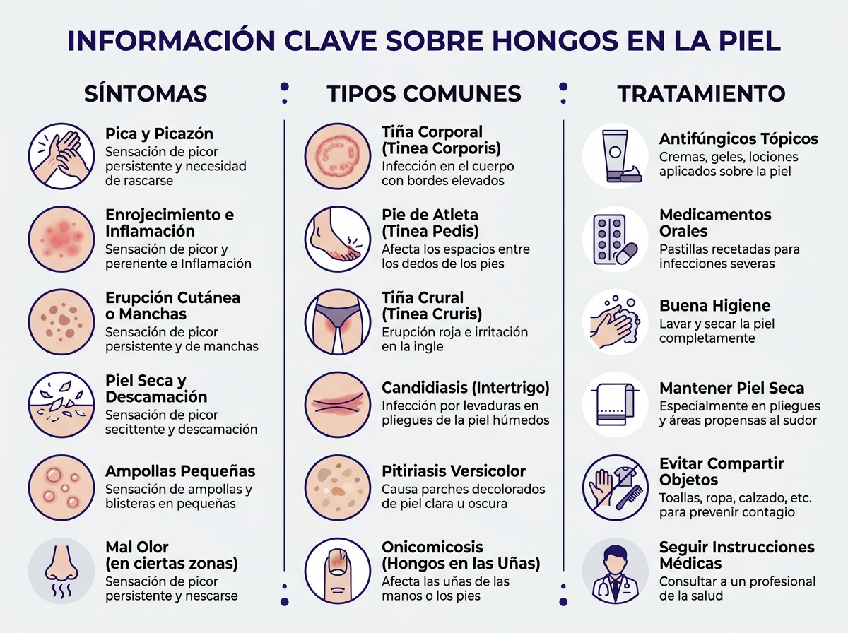 Infografía sobre tipos de hongos en la piel tratamiento