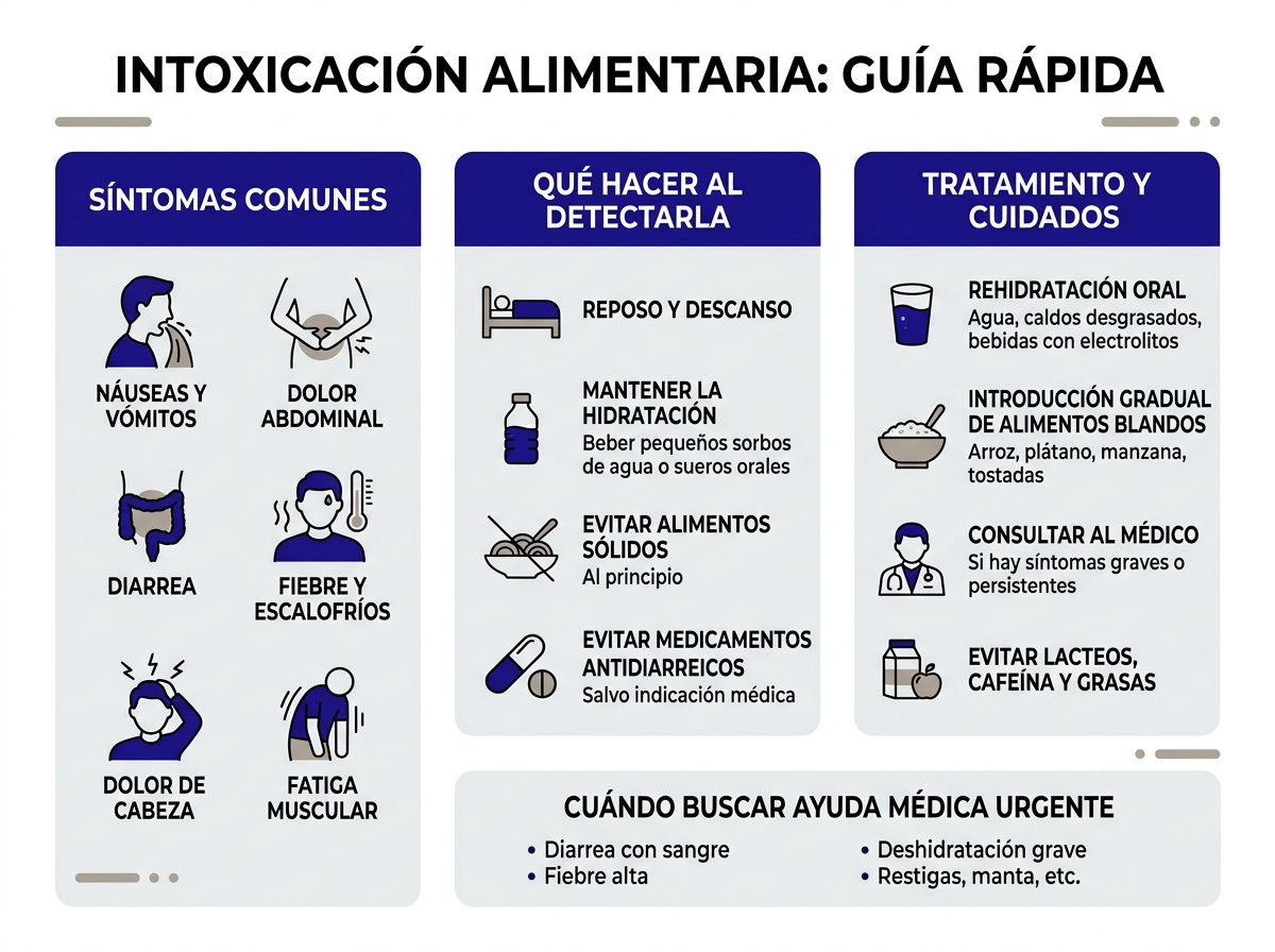 Infografía sobre intoxicación alimentaria qué hacer síntomas
