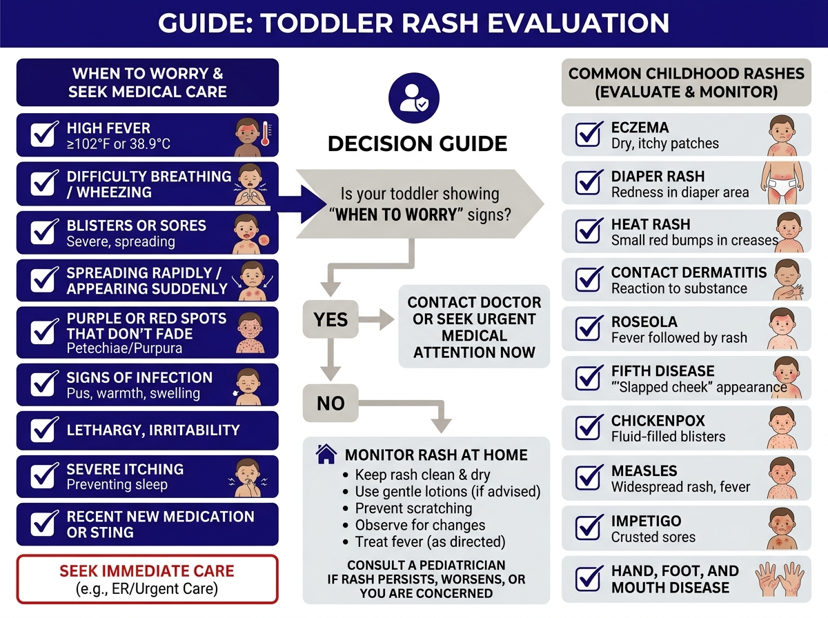 Decision flowchart for toddler rash when to see doctor