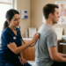 Urgent care asthma patient using inhaler at CityHealth San Leandro