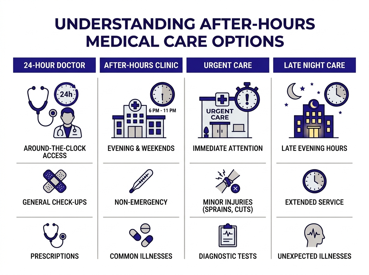 24 hour doctor near me cost comparison between ER, telehealth, and urgent care