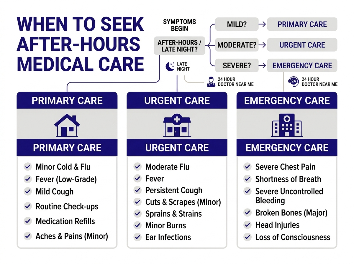 Services available at urgent care as an alternative to a 24 hour doctor near me