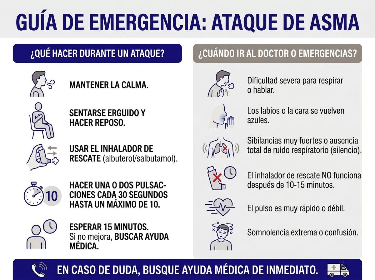 Pasos a seguir durante un ataque de asma