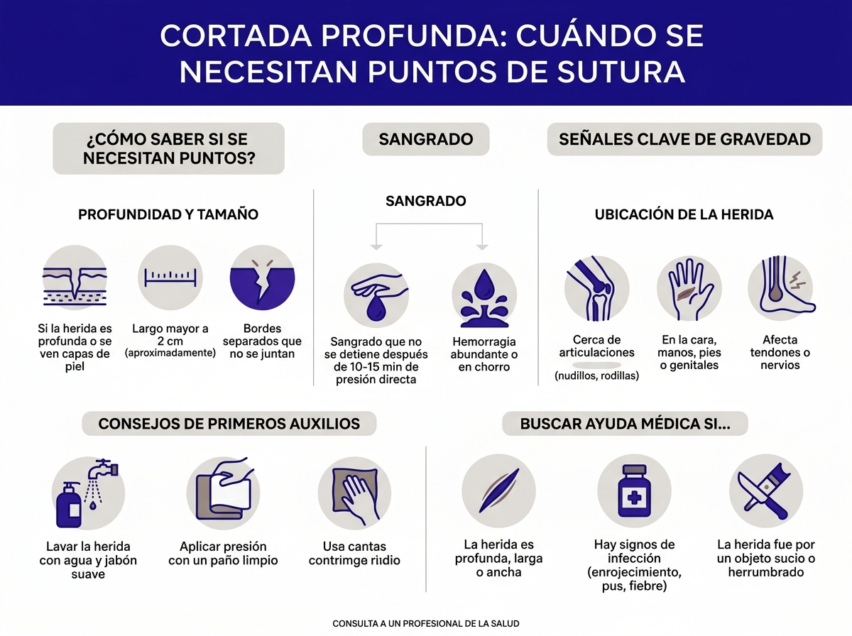 Señales de que una cortada profunda necesita puntos