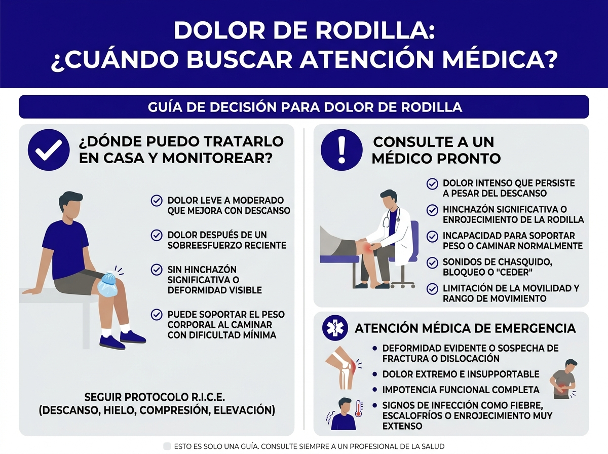 Comparación entre urgencias, doctor y sala de emergencias para dolor de rodilla
