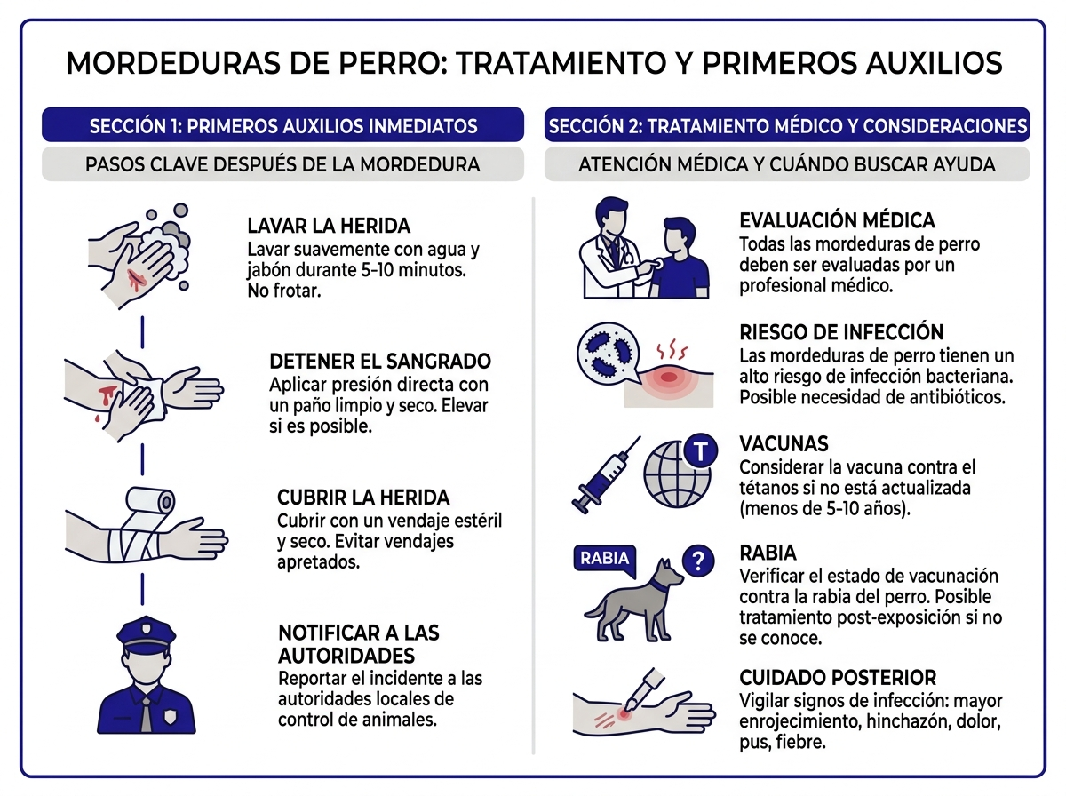 Primeros auxilios para mordedura de perro paso a paso