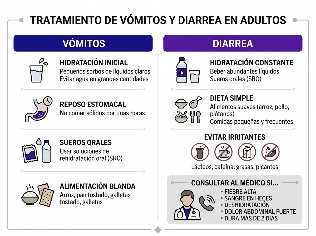 Señales de alarma de vómito y diarrea en adultos
