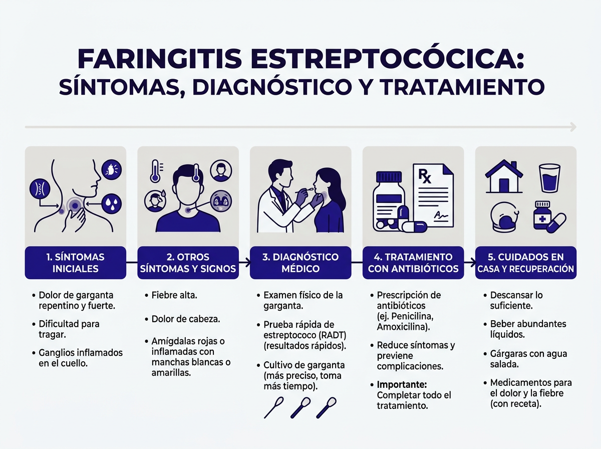 Proceso prueba rápida strep throat en español paso a paso