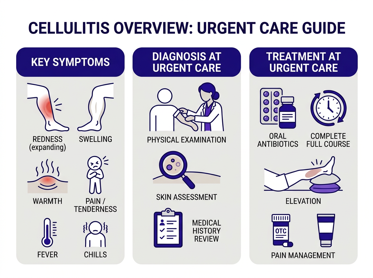 Urgent care for cellulitis same-day walk-in visit with a provider examining a patient