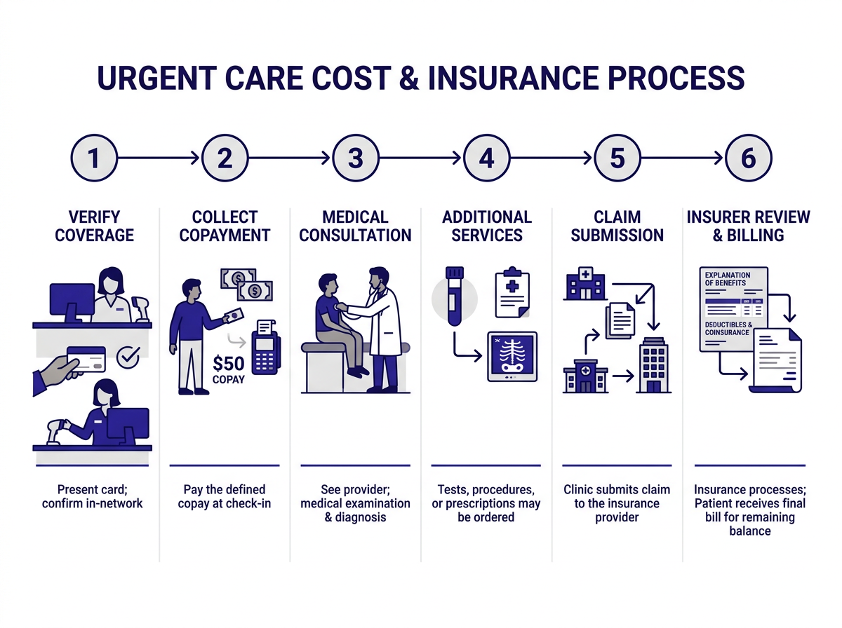 Patient checking insurance card at urgent care clinic front desk