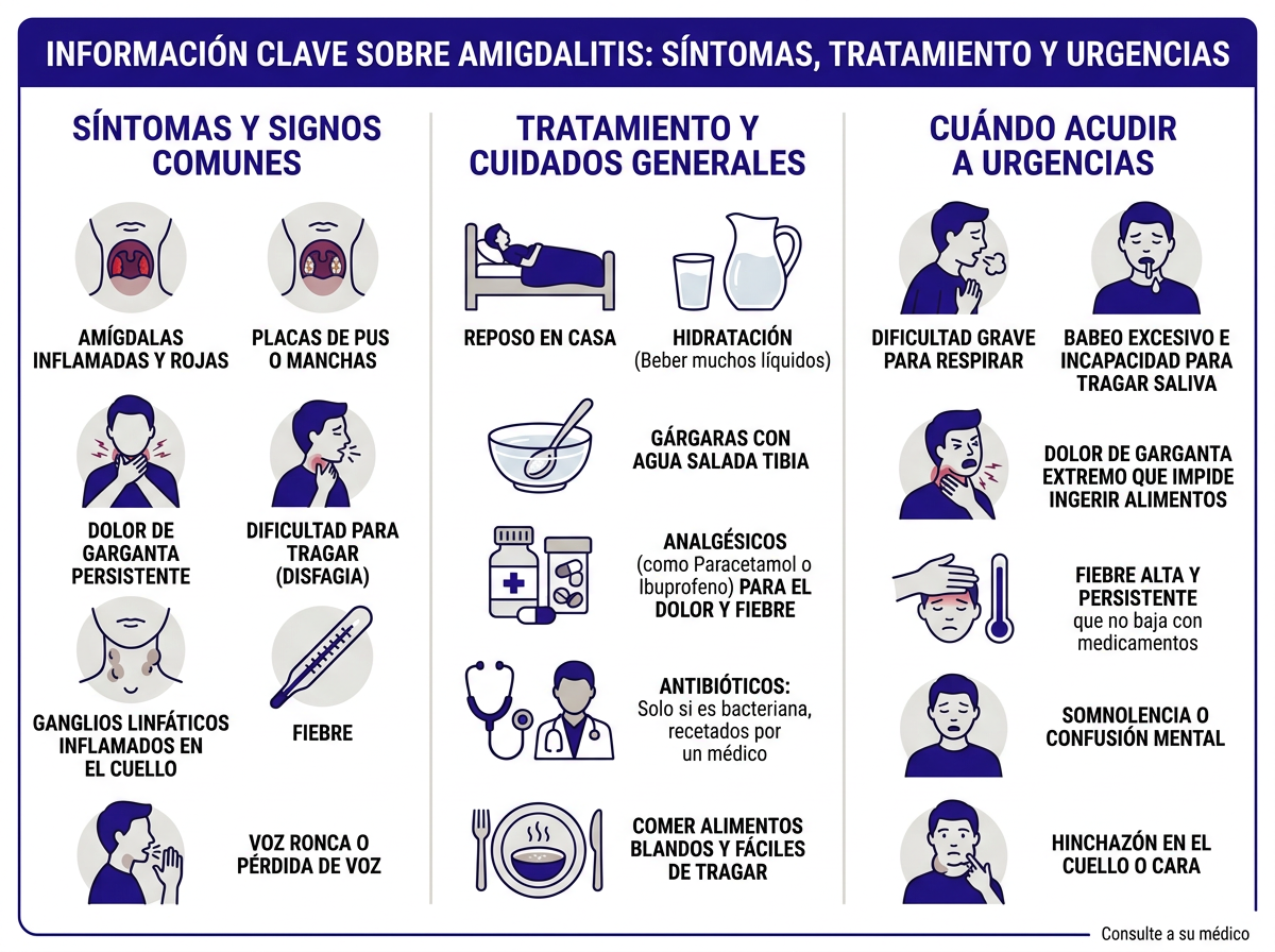 Infografía sobre amigdalitis tratamiento