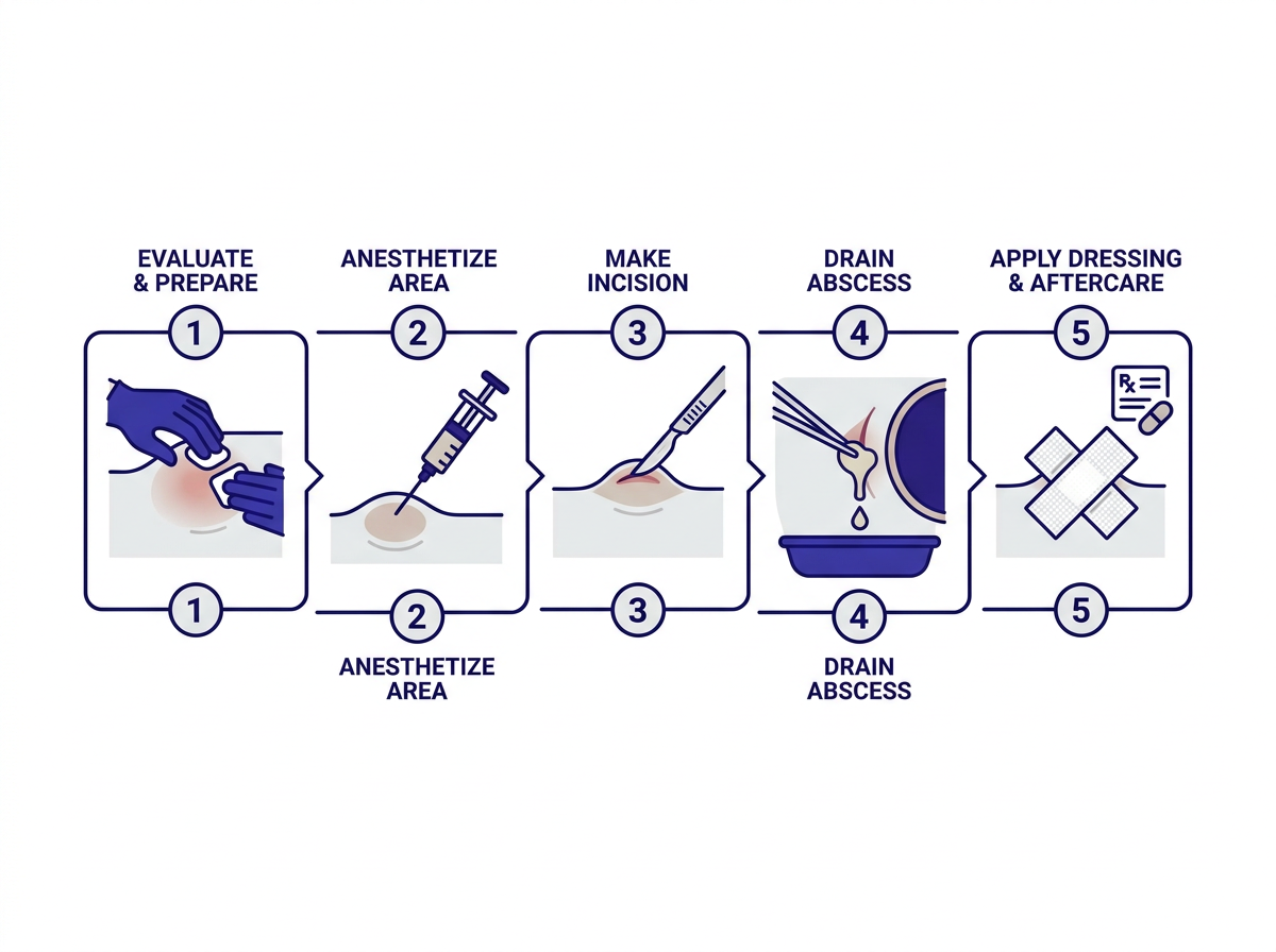 Can urgent care drain an abscess - step-by-step incision and drainage procedure diagram