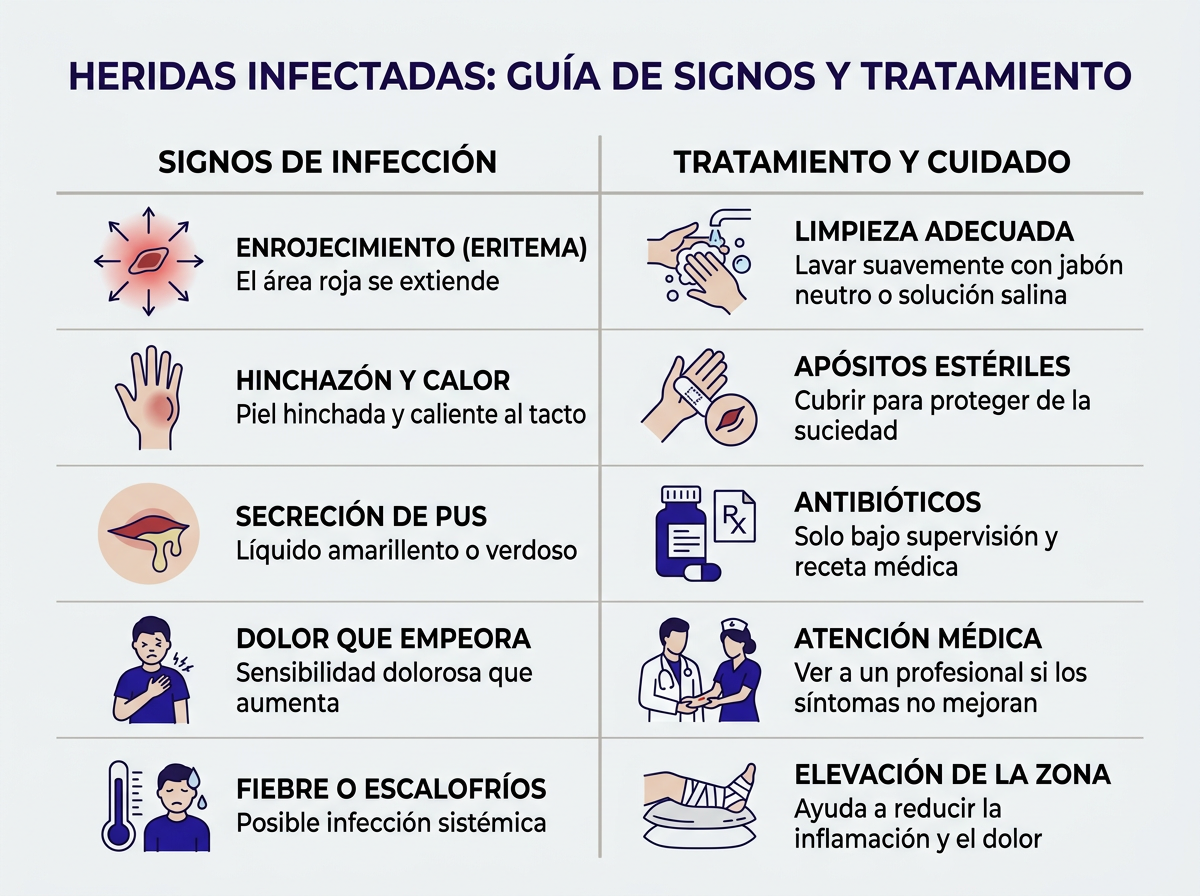 Infografía sobre herida infectada