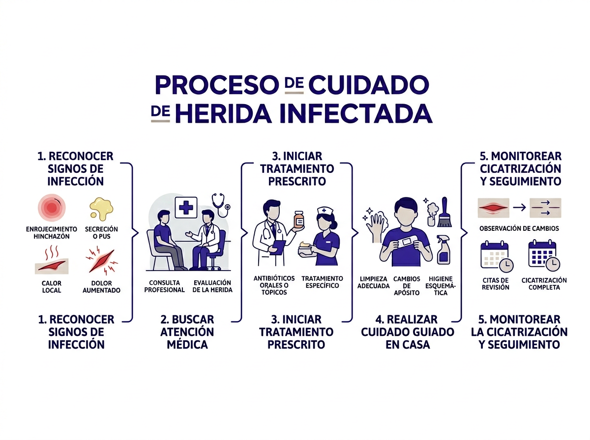 Guía de tratamiento para herida infectada