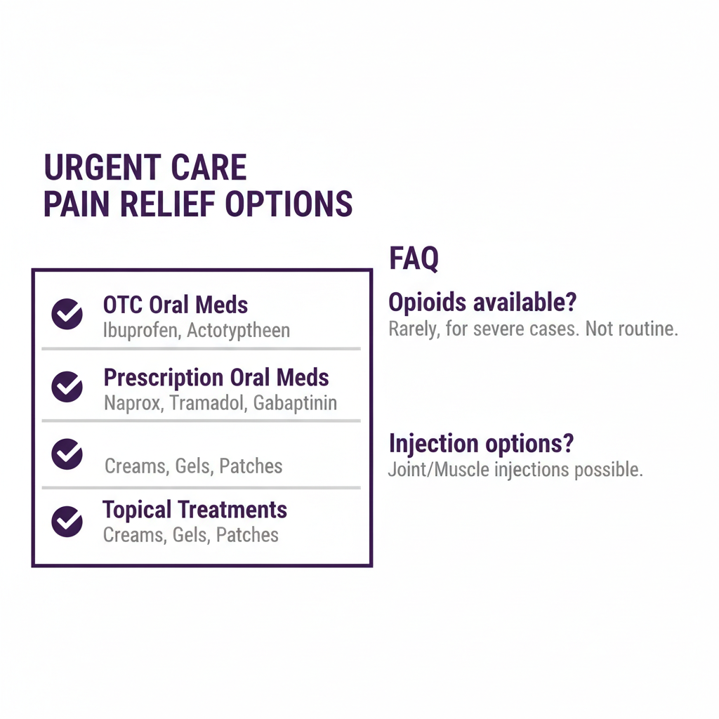 Pain medication comparison checklist for urgent care visits