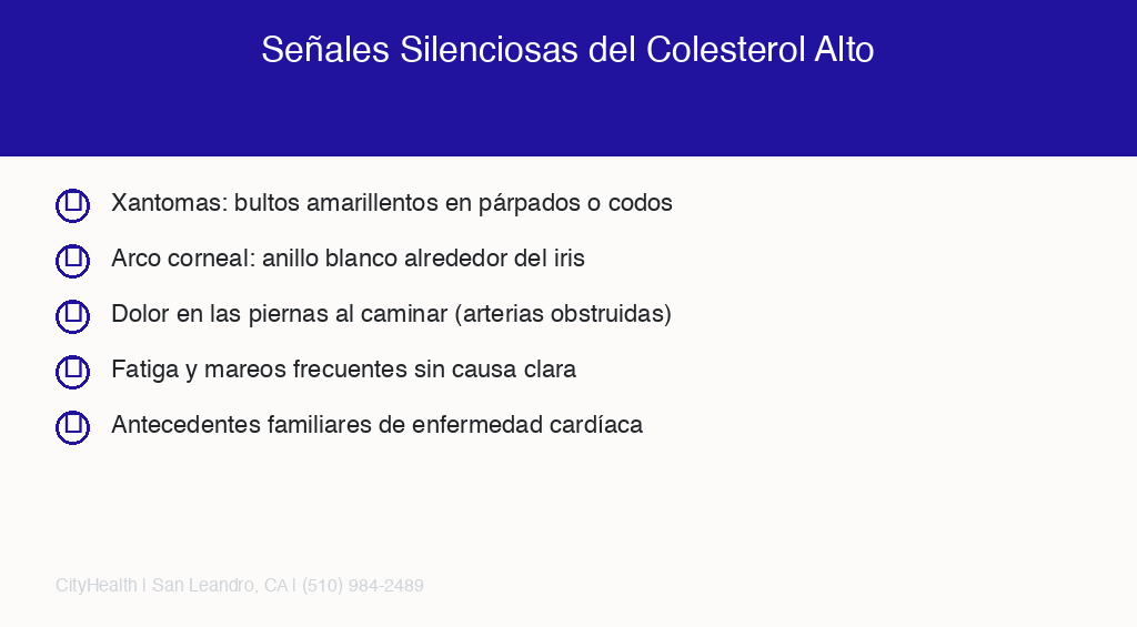 Señales silenciosas del colesterol alto sintomas - lista de verificación