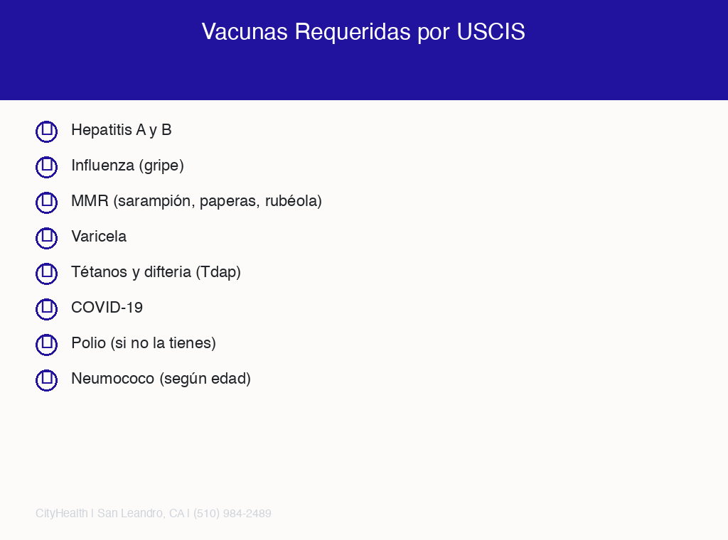 Vacunas requeridas por USCIS para examen medico para inmigracion