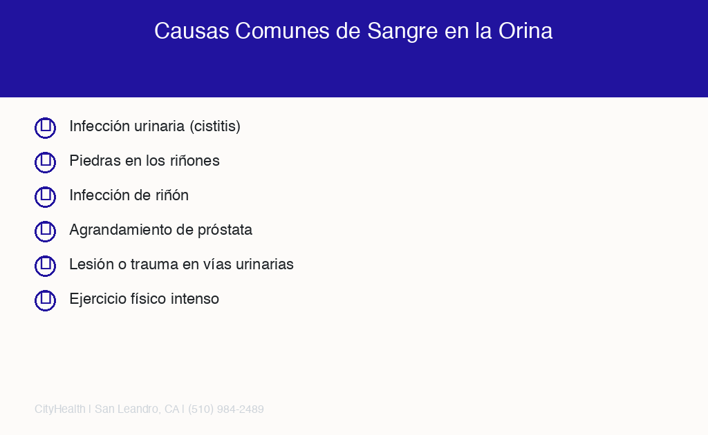 Causas comunes de sangre en la orina - lista