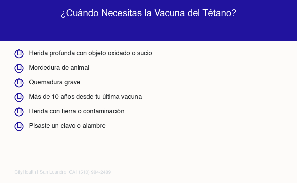 Cuándo necesitas la vacuna del tétano - lista de situaciones
