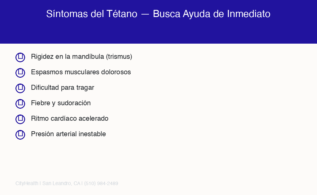Síntomas del tétano señales de alarma